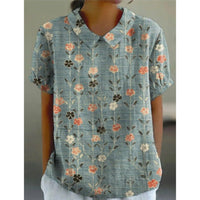 Karin | Lässige Bluse mit Blütenprint – Blau