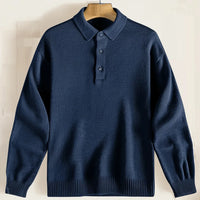Herren Polo Strick Pullover | Langarm – Marine