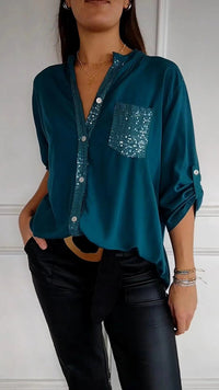 Kathrin | Pailletten bluse – Grün