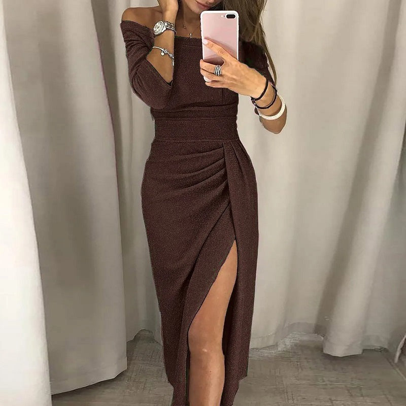 Sashna - Schulterfreies Bodycon-Glitzerkleid