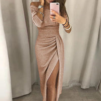 Sashna - Schulterfreies Bodycon-Glitzerkleid – Orange