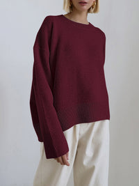 Frauke | Lässig Warmer Strickpullover – Dunkelrot