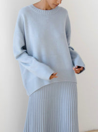 Frauke | Lässig Warmer Strickpullover – Hellblau