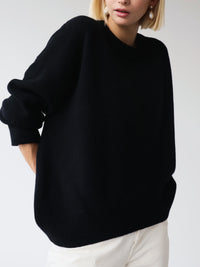 Frauke | Lässig Warmer Strickpullover – Schwarz