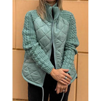 Katrin | Patchwork Jacke mit Stehkragen – Hellgrün