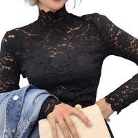Fleur - Langarm-Spitzenbluse – Schwarz