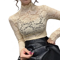 Fleur - Langarm-Spitzenbluse – Khaki