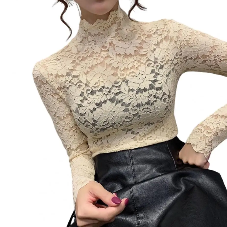 Fleur - Langarm-Spitzenbluse