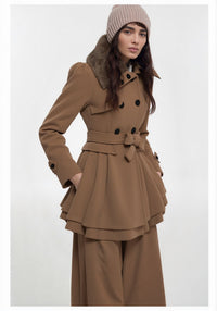 Winter Trenchcoat mit Gefüttertem Kragen – Khaki