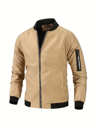 Shirenne | Klassisches Design Trainingsjacke - Herren Casual Baseball Kragen – Khaki