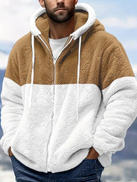 Reigavia | Herren-Sherpa-Fleece-Kapuzenjacke - Casual Polyester – Khaki