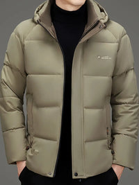 Reigessa | Herren Winterjacke aus Baumwolle mit abnehmbarer Kapuze, Casual Business Style – Khaki