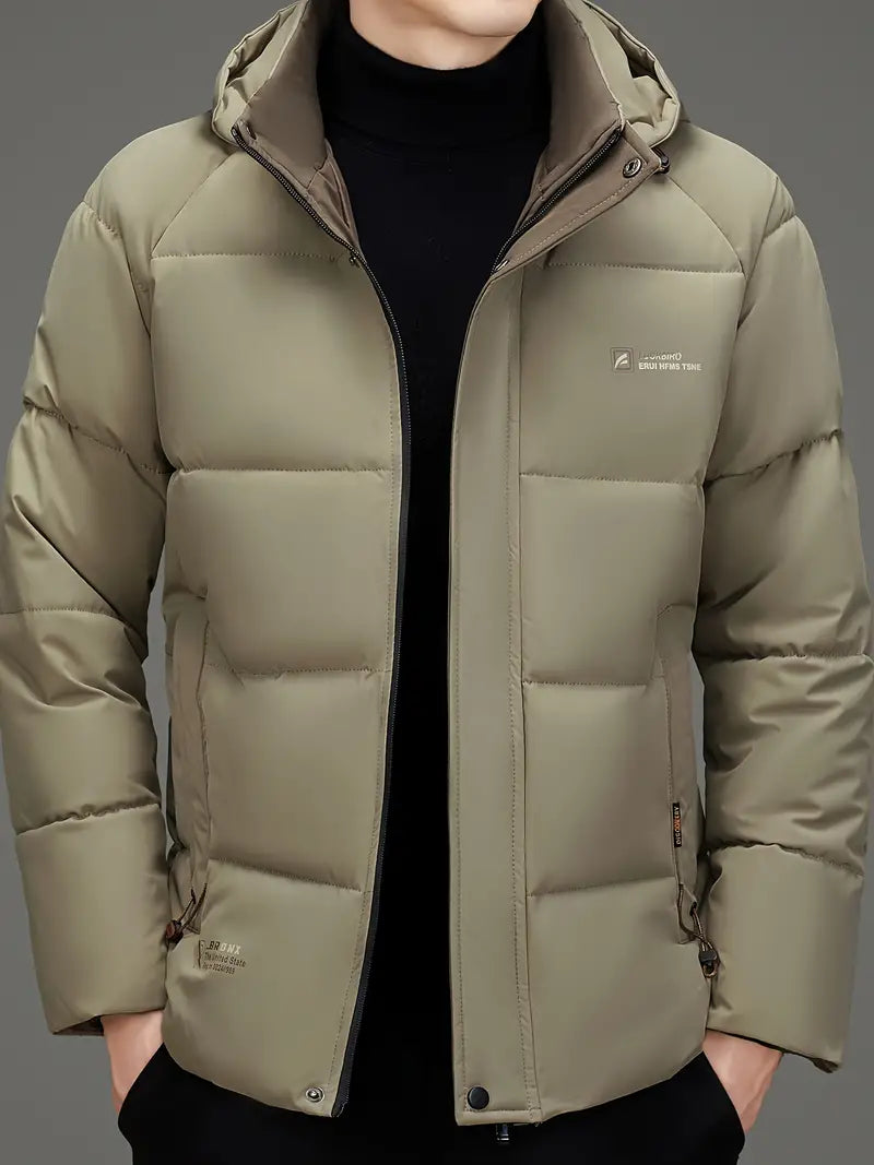 Reigessa | Herren Winterjacke aus Baumwolle mit abnehmbarer Kapuze, Casual Business Style