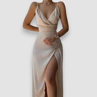 Amalia | Langes elegantes Kleid – Beige