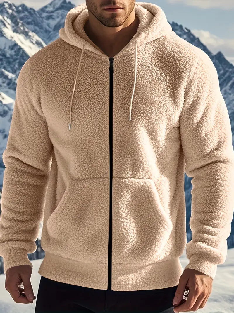 Liabex | Gemütliche Fleece-gefütterte Herren-Kapuzenjacke – Lässige Strickjacke mit Reißverschluss