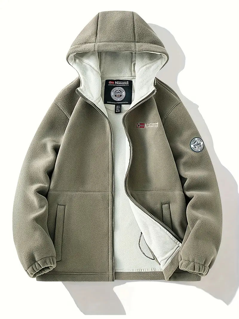 Liadyx | Outdoor-Fleece gefütterte Kapuzenjacke für Männer – Polyester