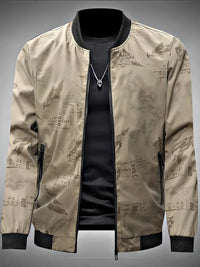 Shiraven | Federn Muster Allover Print Design Trainingsjacke – Khaki