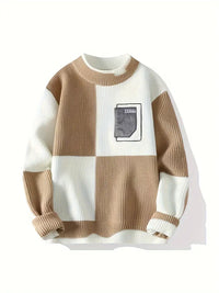Shivanna | Herren Kontrastfarbe All-match Strickpulli – Khaki
