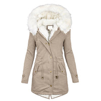 Winterjacke Damen Mit Kapuze | Lang Geschnitten Mit Taschen – Khaki