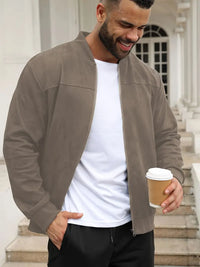 Liashan | Herren Vintage-inspirierte Fleecejacke aus Wildleder – Casual Zip-Up – Khaki