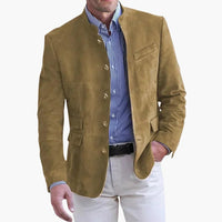 Klassische Herrenjacke mit Stehkragen und Knopfleiste – Khaki