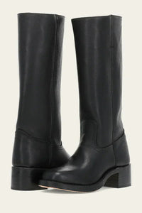 Klassische Damen-Lederstiefel mit Blockabsatz – Robustes, handgefertigtes Design für zeitlosen Stil – Schwarz