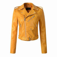 Marina | Klassische jacke Biker mit Reißverschluss – Gelb