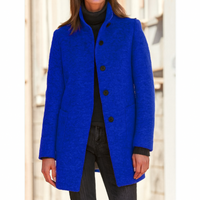 Klassischer Wollmantel für Damen mit Retro-Knopfverschluss – Eleganter Mantel für den Winter, Damenmäntel für jeden Anlass – Dunkelblau