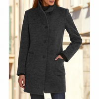 Klassischer Wollmantel für Damen mit Retro-Knopfverschluss – Eleganter Mantel für den Winter, Damenmäntel für jeden Anlass – Schwarz