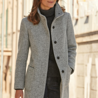 Klassischer Wollmantel für Damen mit Retro-Knopfverschluss – Eleganter Mantel für den Winter, Damenmäntel für jeden Anlass – Hellgrau