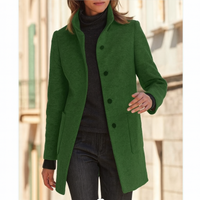 Klassischer Wollmantel für Damen mit Retro-Knopfverschluss – Eleganter Mantel für den Winter, Damenmäntel für jeden Anlass – Grün