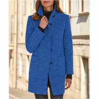 Klassischer Wollmantel für Damen mit Retro-Knopfverschluss – Eleganter Mantel für den Winter, Damenmäntel für jeden Anlass – Himmelblau