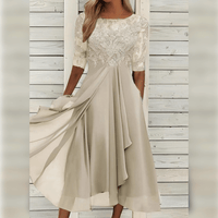 Damenkleid für Anlässe | Midilänge – Beige