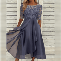 Damenkleid für Anlässe | Midilänge – Grau