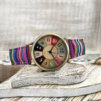 Colorly Uhr | Buntes und Stilvolles Uhr mit Sommerlichen Regenbogenfarben – Lila-Rosa