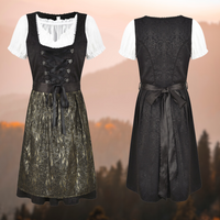 Damen Traditionell Bayerisches Oktoberfest Dirndl Kleid – Schwarz/Grau