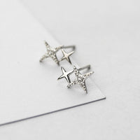 Stern-Ohrstecker mit Zirkonia in Gold – Silber