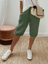 Heidi-Mode | Baumwoll-Leinen Damen-Shorts – Grün