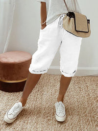 Heidi-Mode | Baumwoll-Leinen Damen-Shorts – Weiß