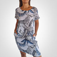 Michelle - Elegantes Kleid – Weiß und blau