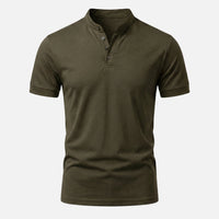 Stefan | Herren Körpernahes Jersey-Shirt Stehkragen – Jersey Shirt Slim Herren – Grün