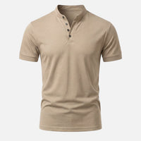 Stefan | Herren Körpernahes Jersey-Shirt Stehkragen – Jersey Shirt Slim Herren – Khaki
