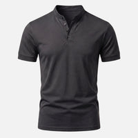 Stefan | Herren Körpernahes Jersey-Shirt Stehkragen – Jersey Shirt Slim Herren – Schwarz