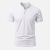 Stefan | Herren Körpernahes Jersey-Shirt Stehkragen – Jersey Shirt Slim Herren – Weiß