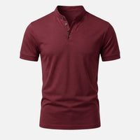 Stefan | Herren Körpernahes Jersey-Shirt Stehkragen – Jersey Shirt Slim Herren – Weinrot