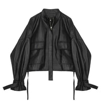 Heidi-Mode | Vegane Lederjacke mit Taschen für Frauen – schwarz