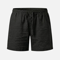 Uwe | Herren Kurze Baumwollhose Tunnelzug – Baumwoll Shorts Herren Sommer – Schwarz