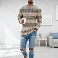 Pullover Herren Norwegisch Strick | Warm Grob Gestrickt Winter – Khaki