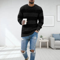 Pullover Herren Norwegisch Strick | Warm Grob Gestrickt Winter – Schwarz