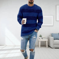Pullover Herren Norwegisch Strick | Warm Grob Gestrickt Winter – Blau